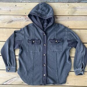 American Eagle Gray Hooded Button-Up Jacket Size Medium
